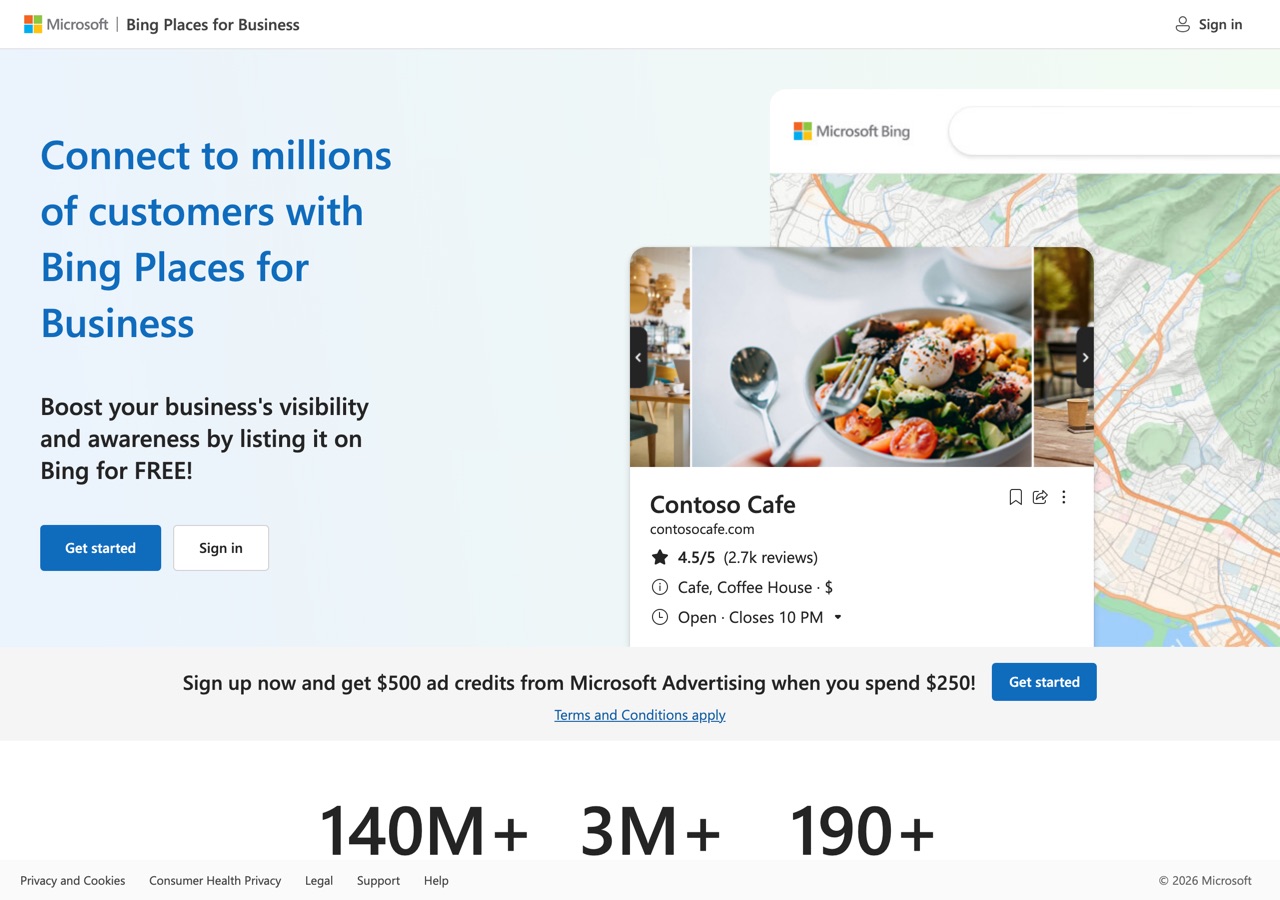 Screenshot of Bing Places for Business