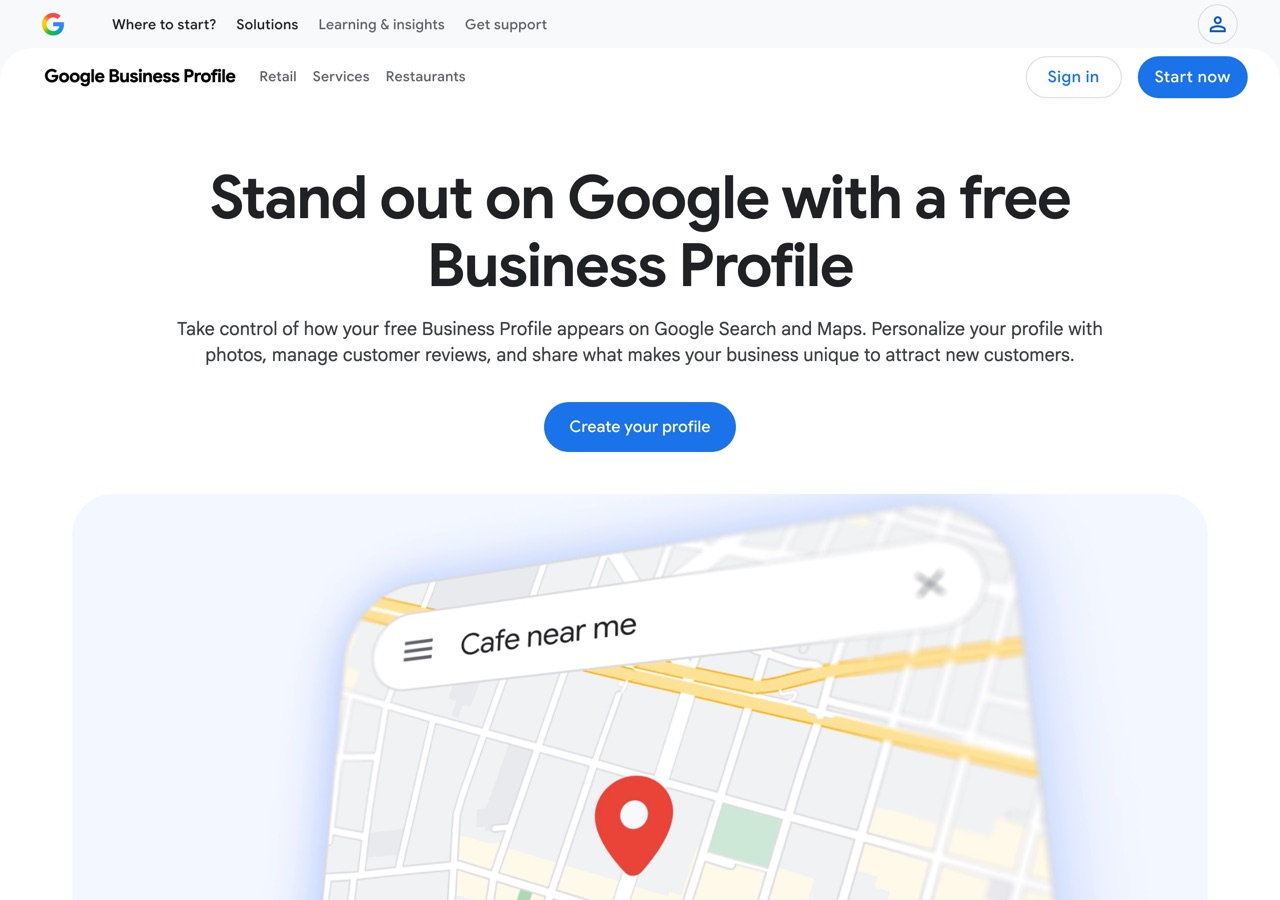 Screenshot of Google Business Profile